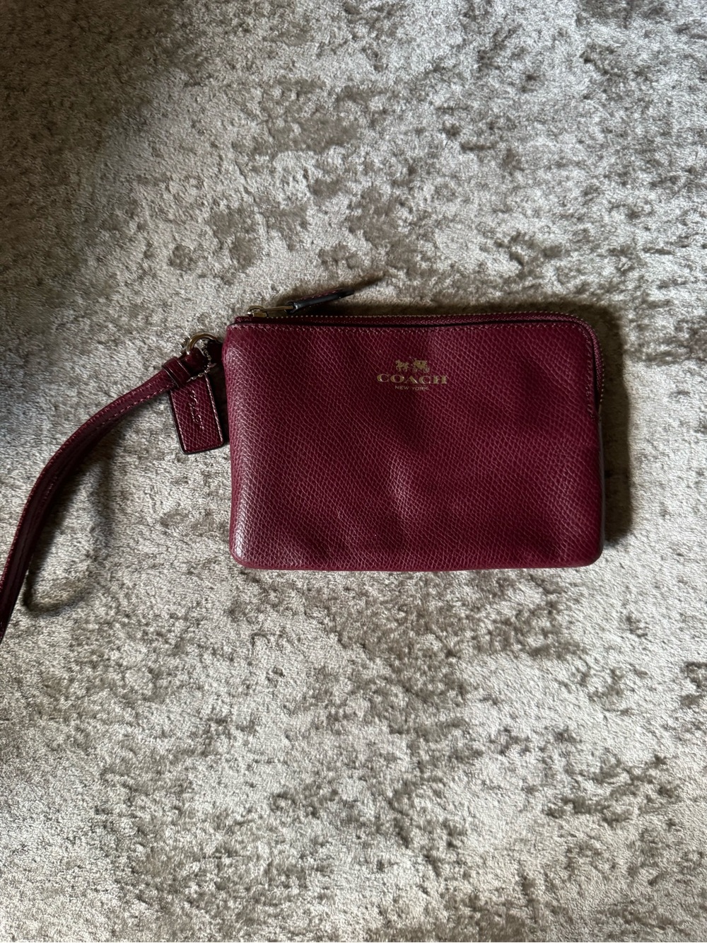 Coach Small Wristlet in Deep Wine Red